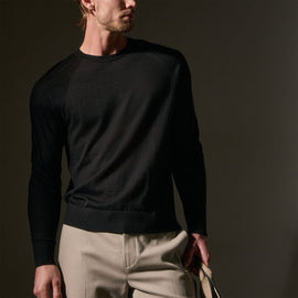 Ultrafine Cashmere Crew in Black | James Perse Los Angeles