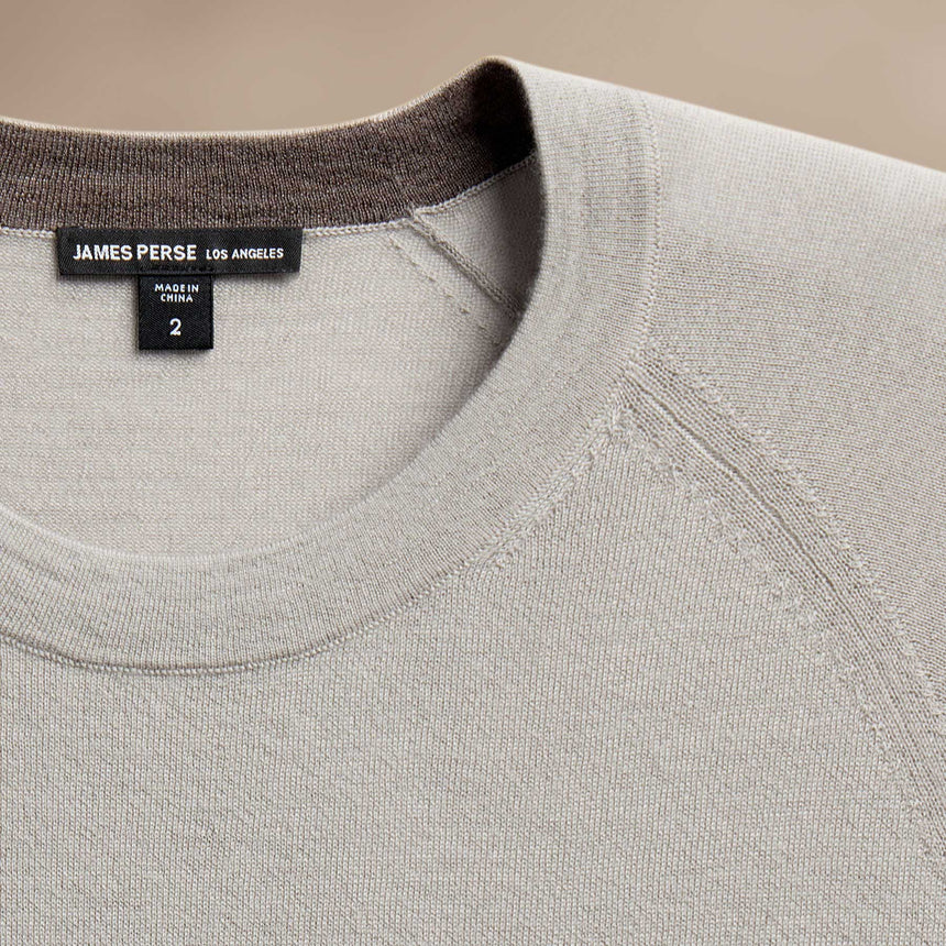 Ultra Fine Cshmr Raglan Crew in Concrete | James Perse Los Angeles