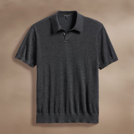 Ultra Fine Cashmere Short Sleeve Polo in Coal | James Perse Los Angeles