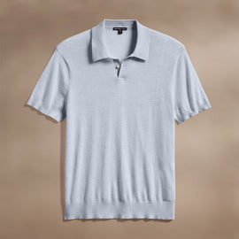 Ultra Fine Cashmere Short Sleeve Polo in Grey Sky | James Perse Los Angeles