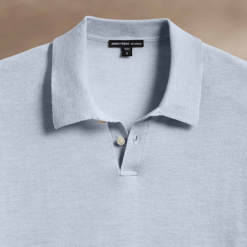 Ultra Fine Cashmere Short Sleeve Polo in Grey Sky | James Perse Los Angeles
