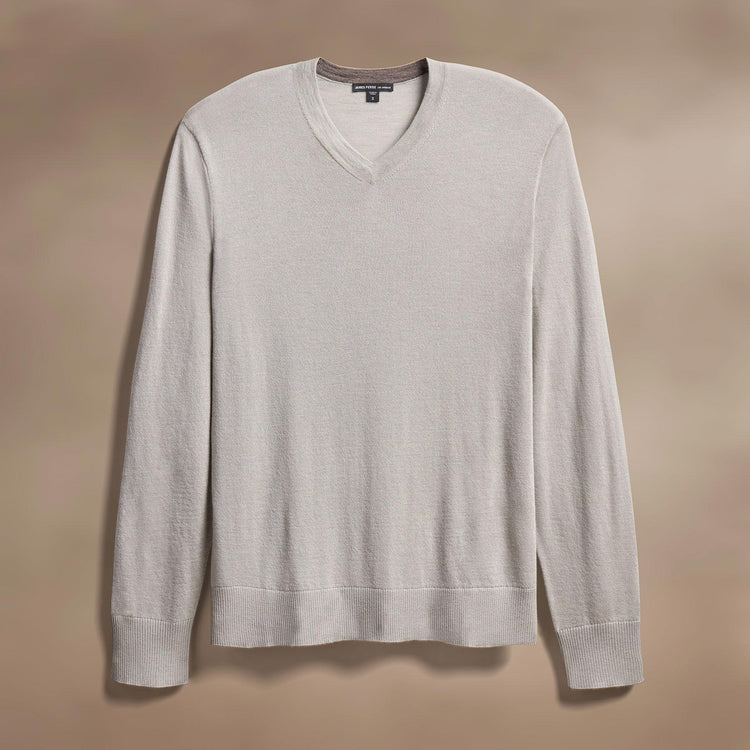 Ultra Fine Cshmr VinNeck Sweater in Concrete | James Perse Los Angeles