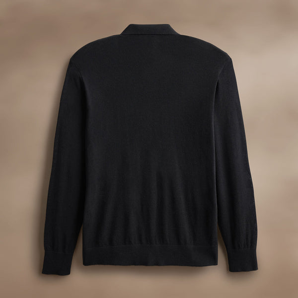 Ultra Fine Cashmere Open Polo in Black | James Perse Los Angeles