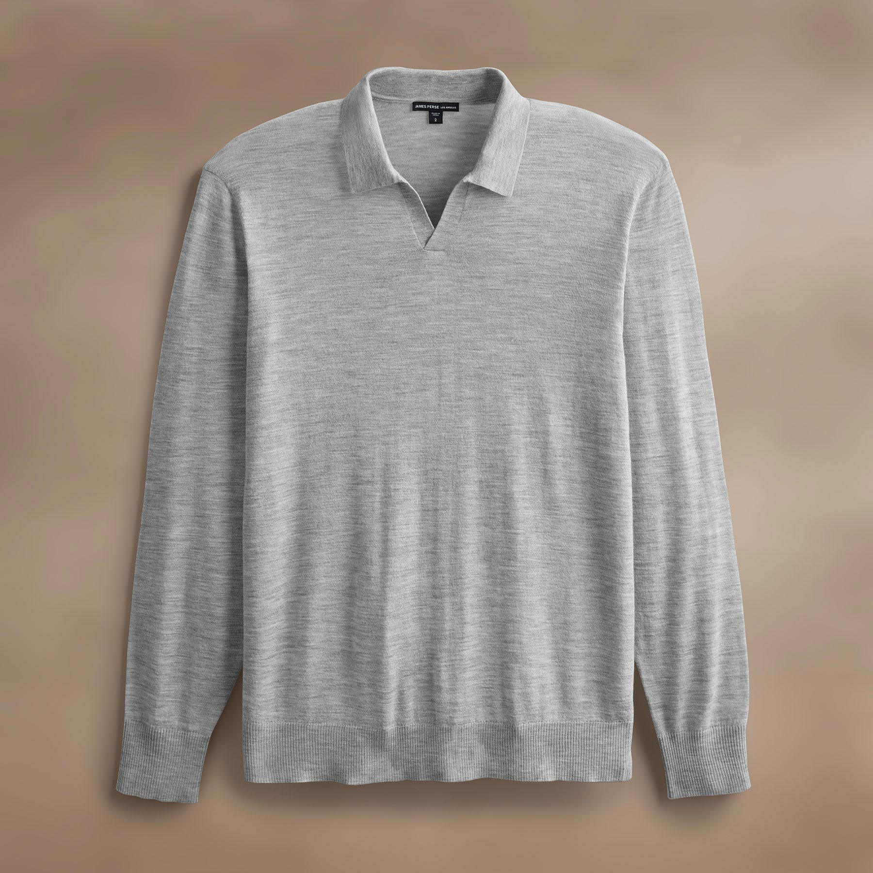Ultra Fine Cashmere Open Polo in Light Heather Grey | James Perse Los Angeles