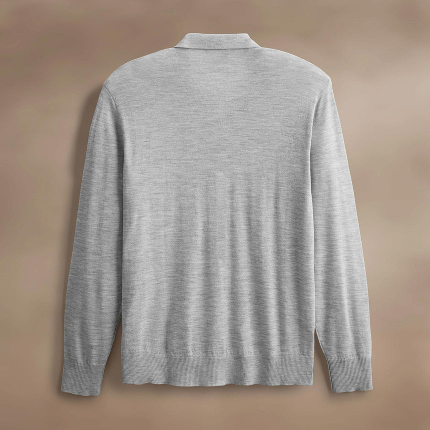Ultra Fine Cashmere Open Polo in Light Heather Grey | James Perse Los Angeles