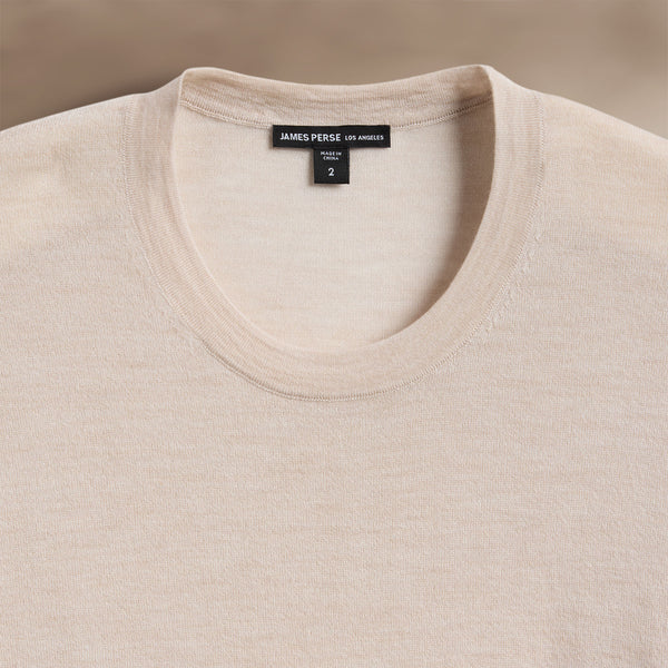 Ultra Fine Cashmere Tpd Crew Neck in Balsa/Ivory | James Perse Los Angeles