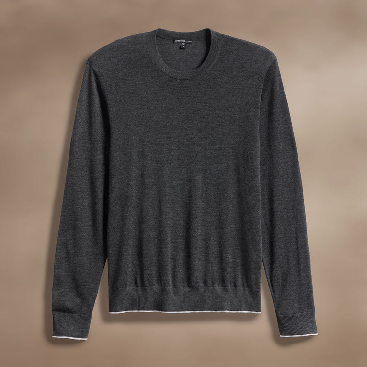 Ultra Fine Cashmere Tpd Crew Neck in Coal/Light Heather Grey | James Perse Los Angeles
