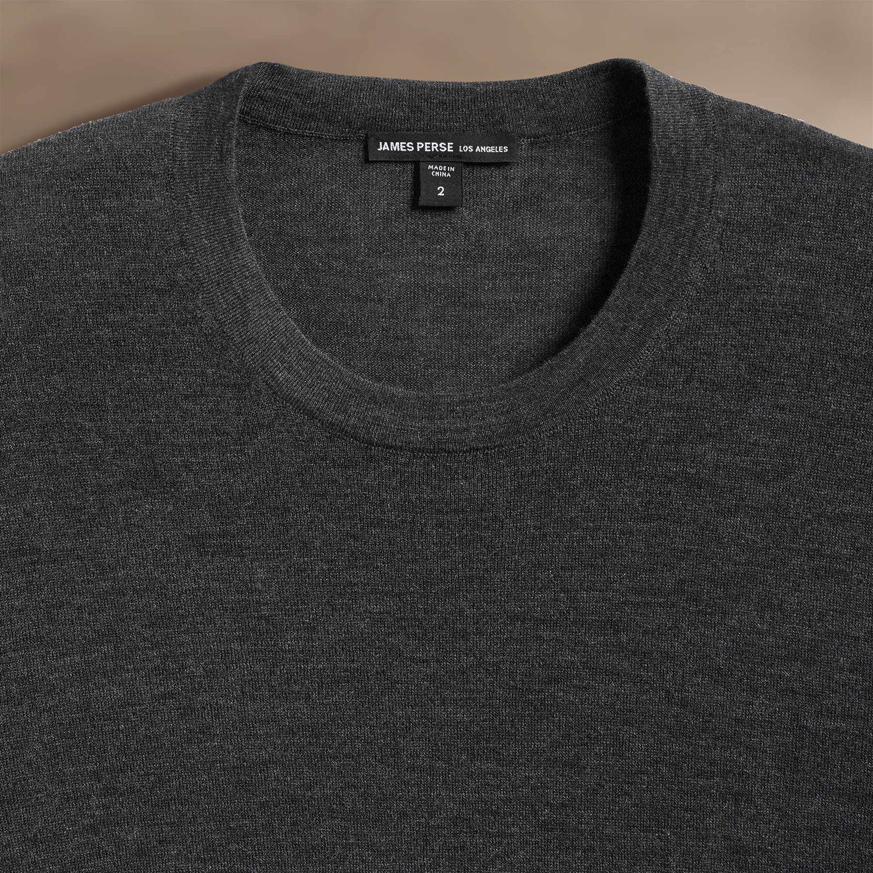 Ultrafine Cashmere Tipped Crew In Coal/Light Heather Grey | James