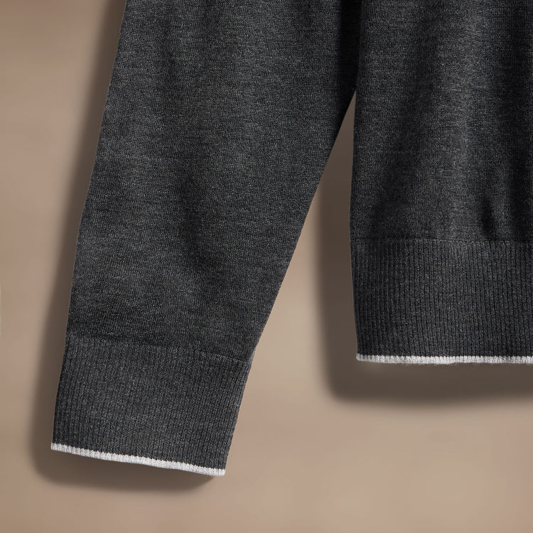 Ultra Fine Cashmere Tpd Crew Neck in Coal/Light Heather Grey | James Perse Los Angeles