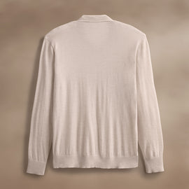 Ultra Fine Cshmr Tpd Open Polo in Balsa/Ivory | James Perse Los Angeles