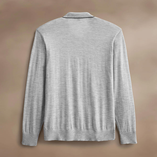 Ultra Fine Cshmr Tpd Open Polo in Light Heather Grey/Coal | James Perse Los Angeles