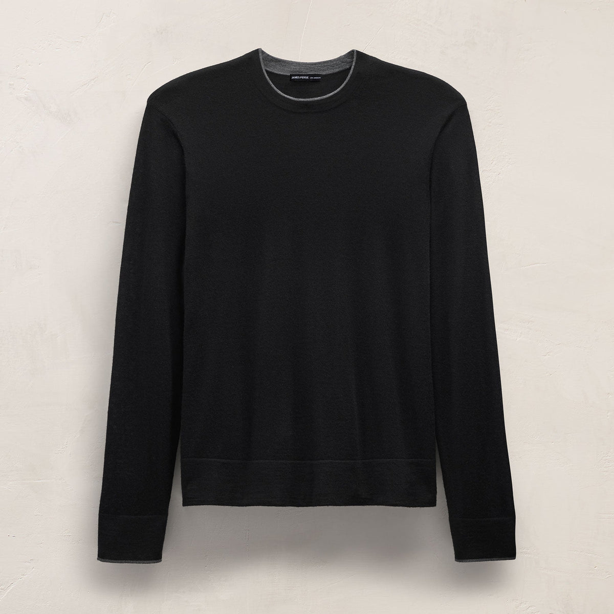Ultrafine Cashmere Tipped Crew in Black/Charcoal | James Perse Los Angeles