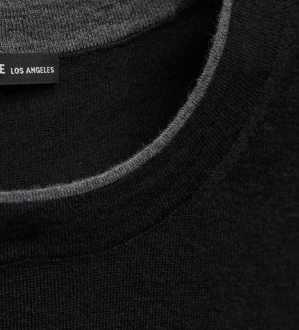 Ultrafine Cashmere Tipped Crew in Black/Charcoal | James Perse Los Angeles