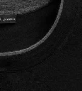 Ultrafine Cashmere Tipped Crew in Black/Charcoal | James Perse Los Angeles