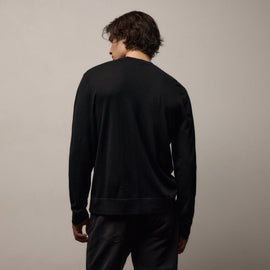 Ultrafine Cashmere Tipped Crew in Black/Charcoal | James Perse Los Angeles