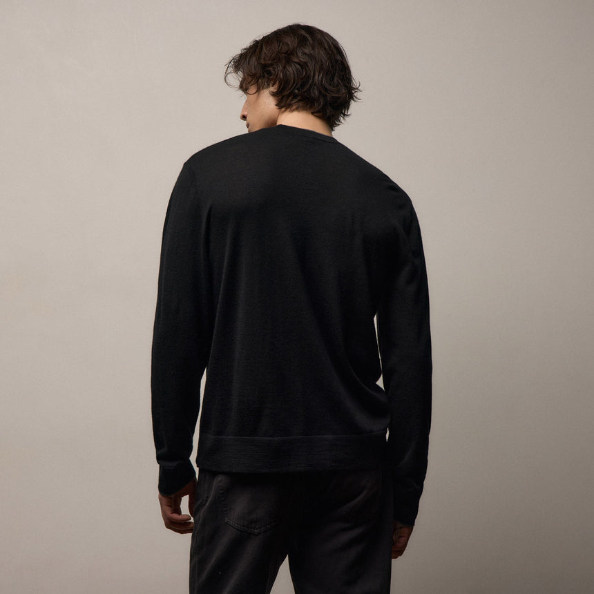 Ultrafine Cashmere Tipped Crew in Black/Charcoal | James Perse Los Angeles