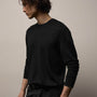 Ultrafine Cashmere Tipped Crew in Black/Charcoal | James Perse Los Angeles