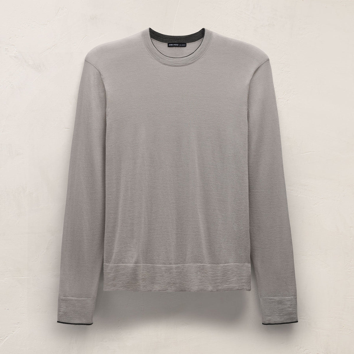 Ultrafine Cashmere Tipped Crew in Fog/Charcoal | James Perse Los Angeles