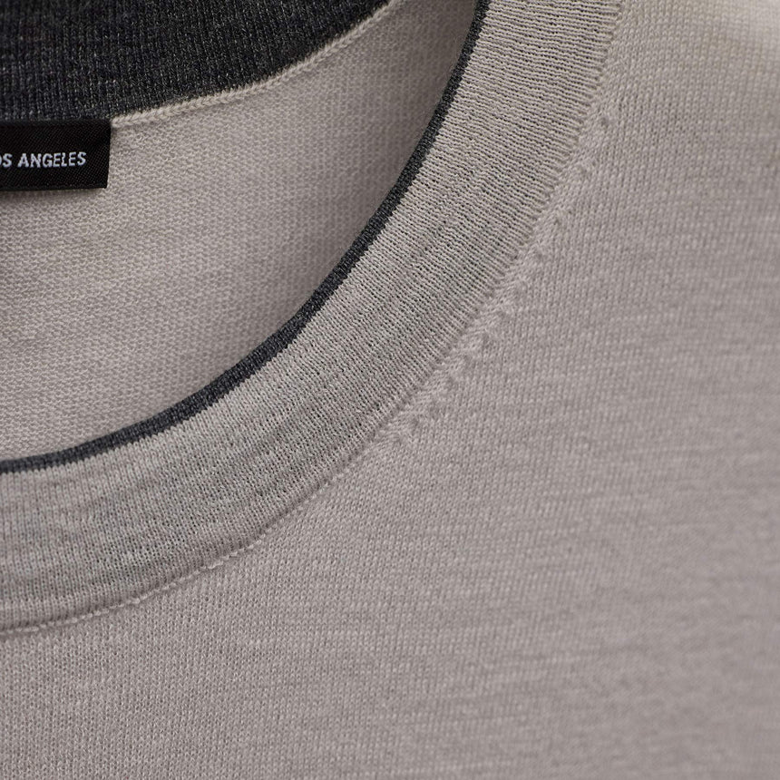 Ultrafine Cashmere Tipped Crew in Fog/Charcoal | James Perse Los Angeles