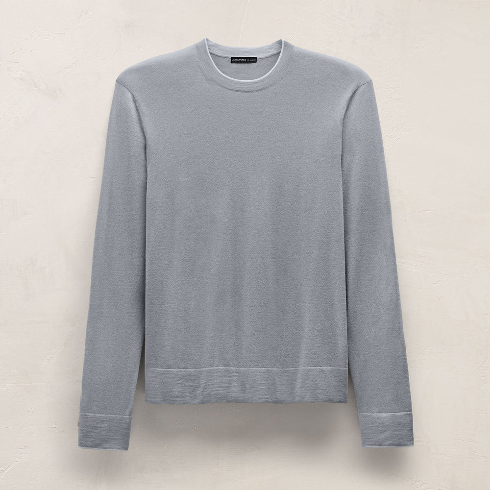 Ultrafine Cashmere Tipped Crew in Ore/Fog | James Perse Los Angeles