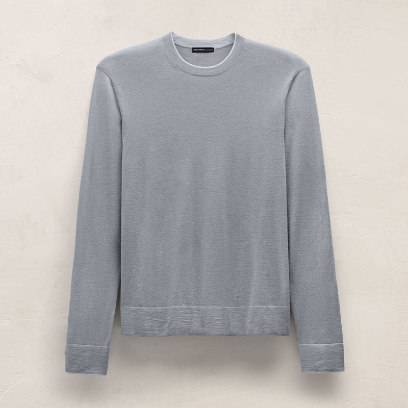 Ultrafine Cashmere Tipped Crew in Ore/Fog | James Perse Los Angeles