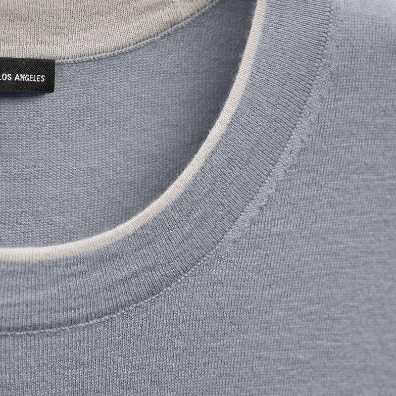 Ultrafine Cashmere Tipped Crew in Ore/Fog | James Perse Los Angeles