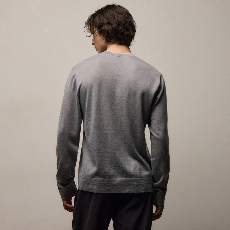 Ultrafine Cashmere Tipped Crew in Ore/Fog | James Perse Los Angeles