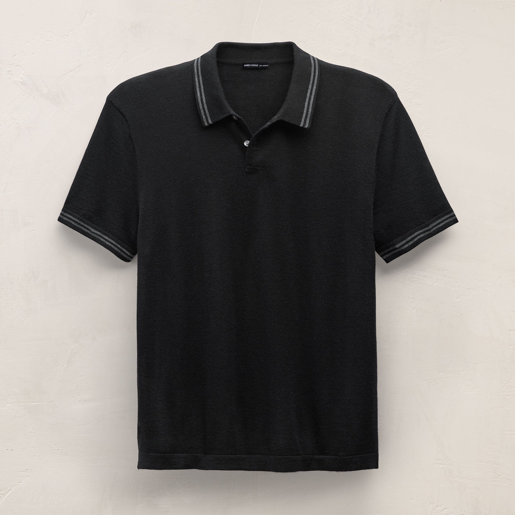 Ultrafine Cashmere Tipped Polo in Black/Charcoal | James Perse Los Angeles