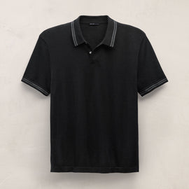 Ultrafine Cashmere Tipped Polo in Black/Charcoal | James Perse Los Angeles