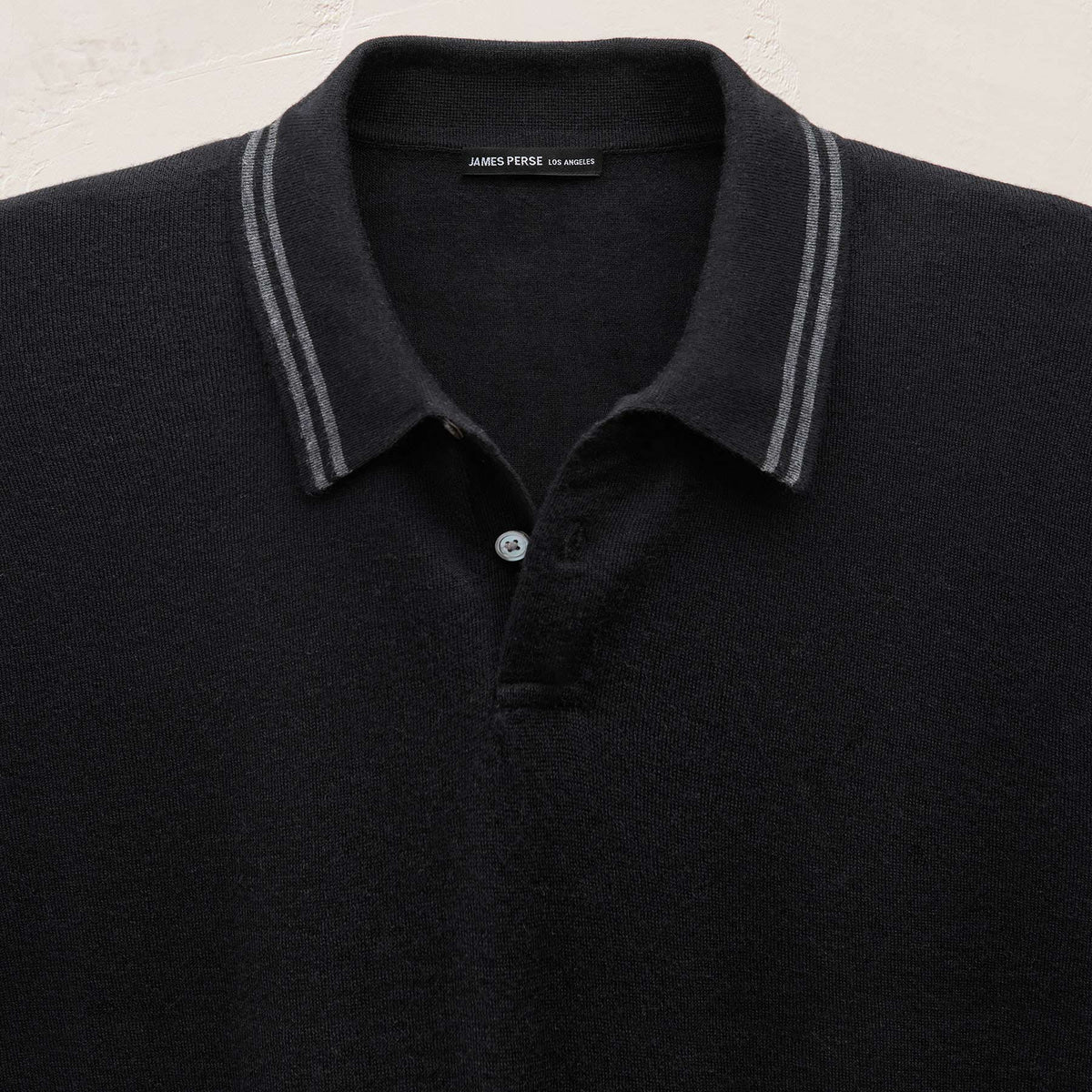 Ultrafine Cashmere Tipped Polo in Black/Charcoal | James Perse Los Angeles