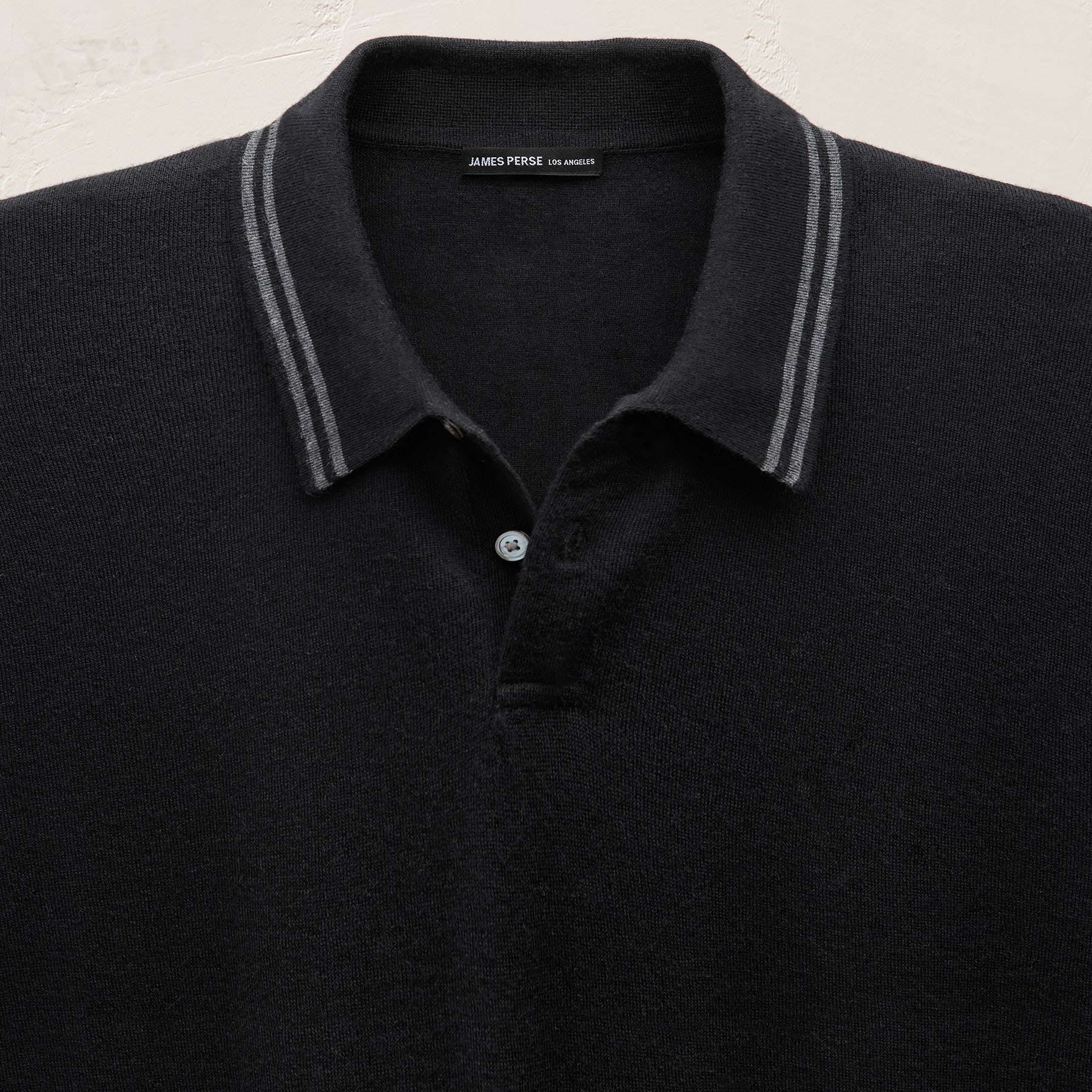 Ultrafine Cashmere Tipped Polo in Black/Charcoal | James Perse Los Angeles