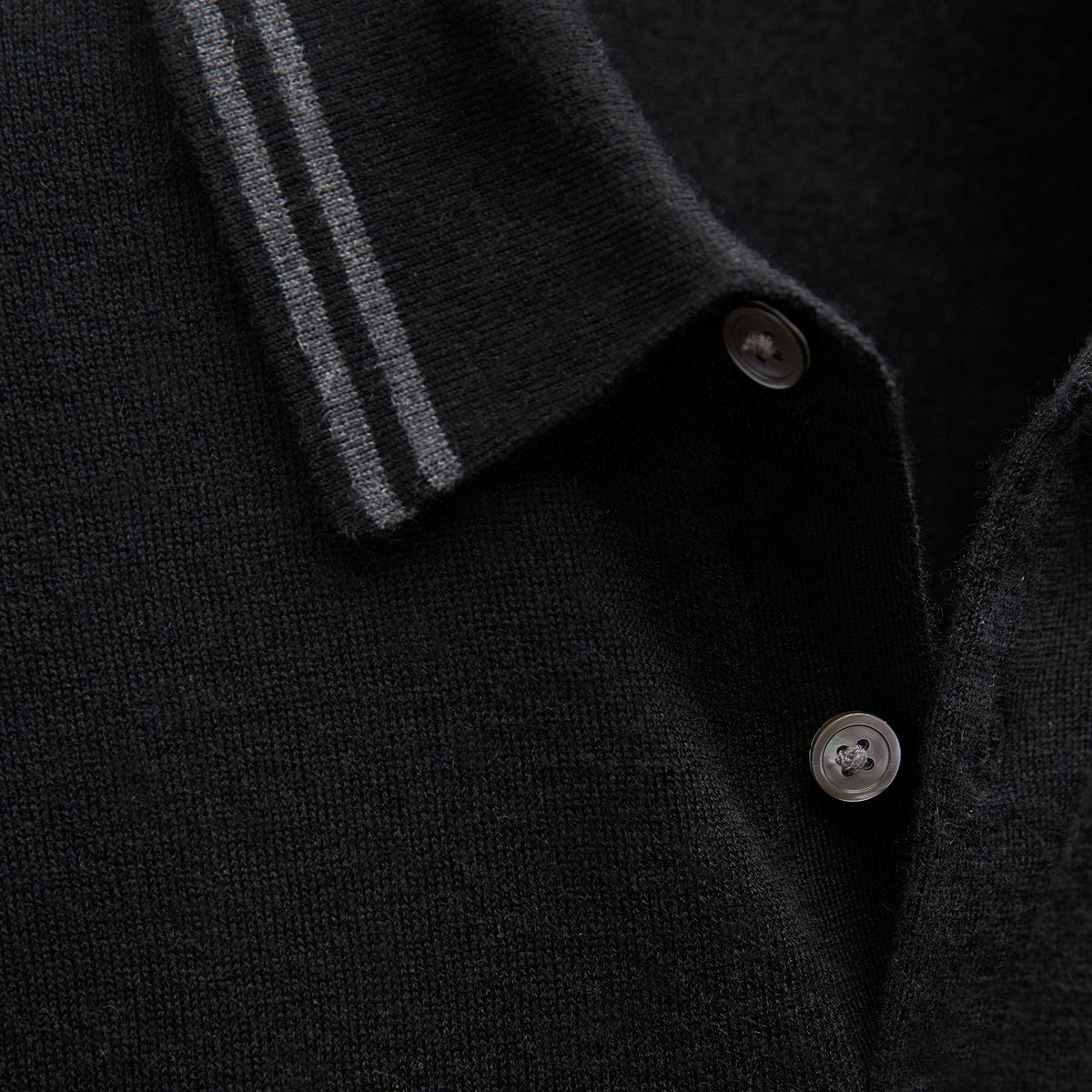 Ultrafine Cashmere Tipped Polo in Black/Charcoal | James Perse Los Angeles