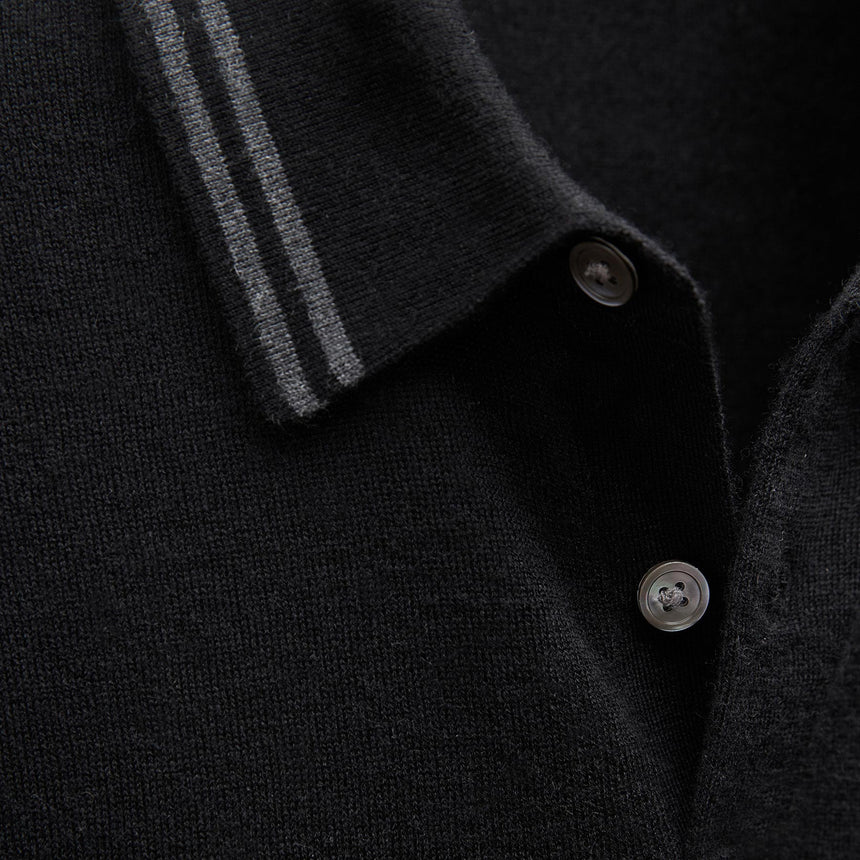 Ultrafine Cashmere Tipped Polo in Black/Charcoal | James Perse Los Angeles