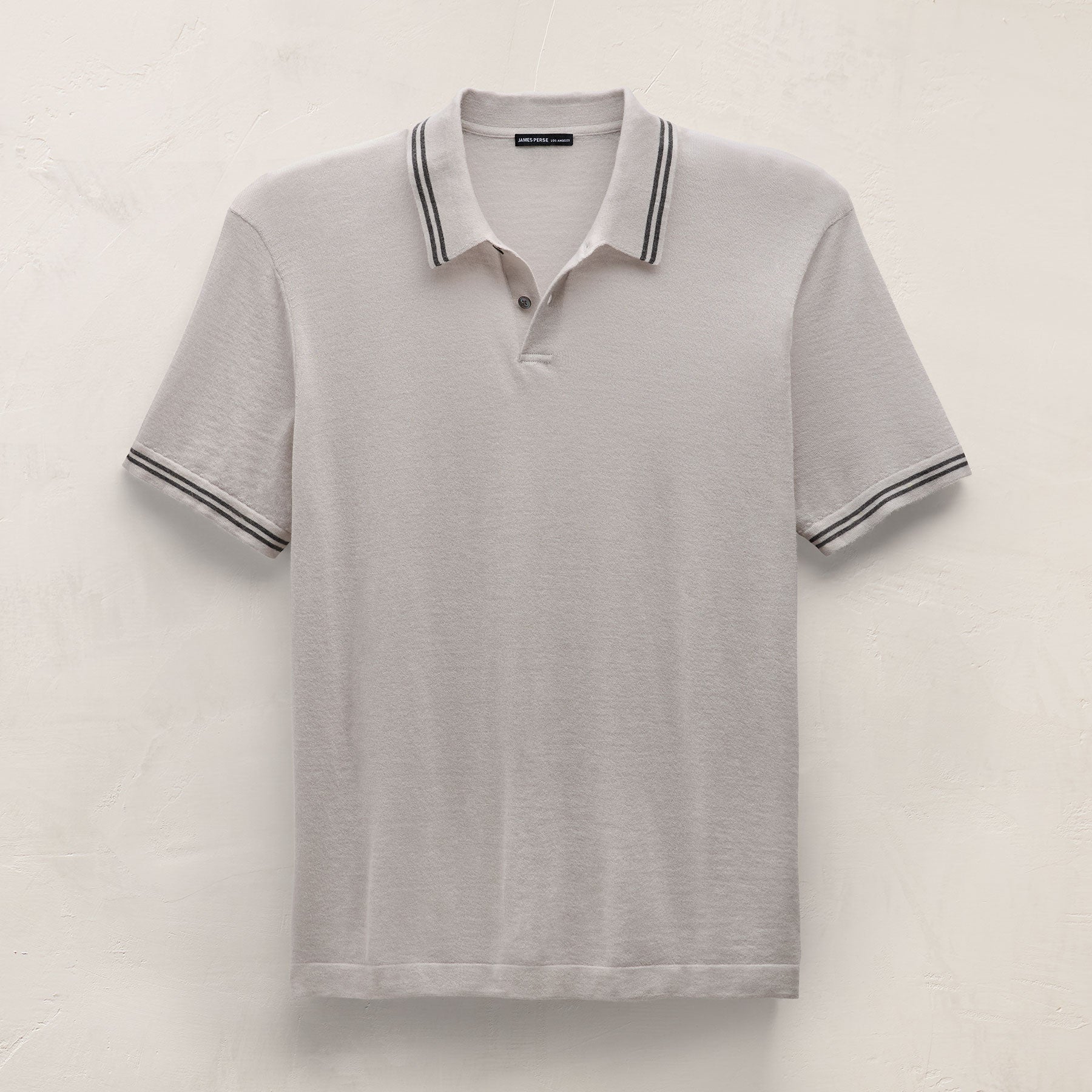 Ultrafine Cashmere Tipped Polo in Fog/Charcoal | James Perse Los Angeles