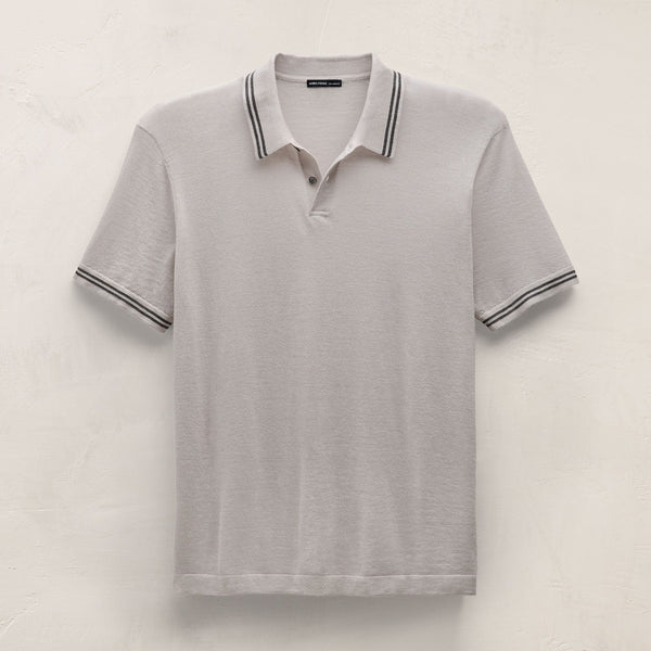 Ultrafine Cashmere Tipped Polo in Fog/Charcoal | James Perse Los Angeles