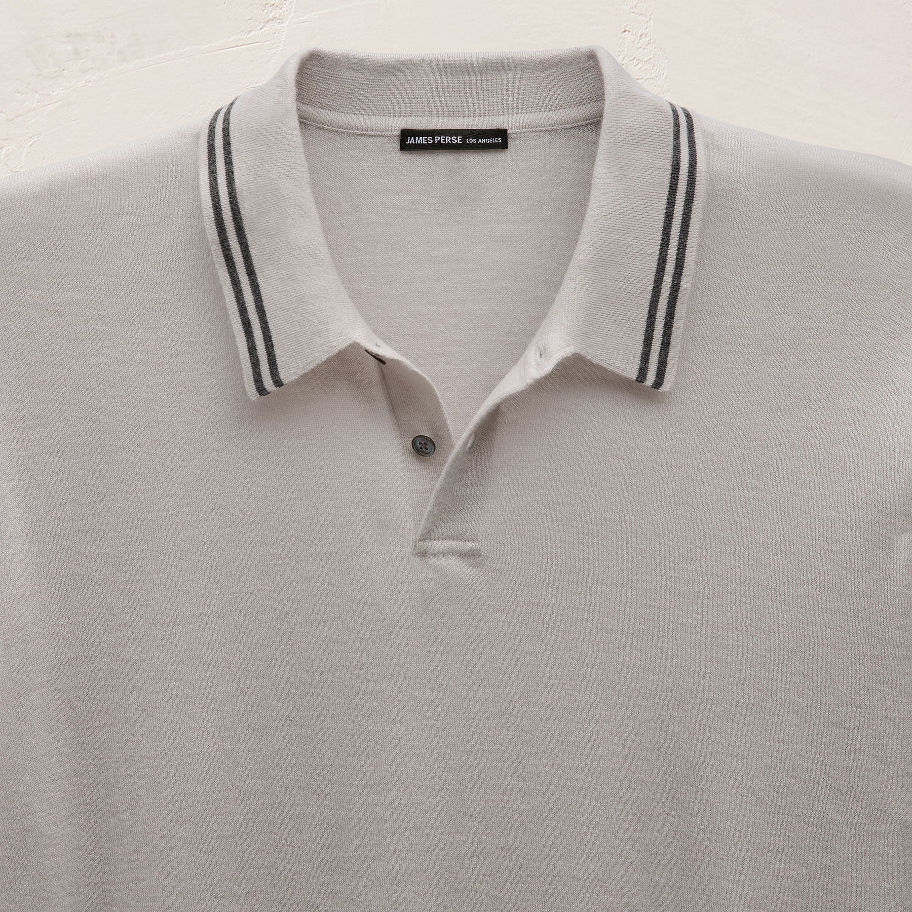 Ultrafine Cashmere Tipped Polo in Fog/Charcoal | James Perse Los Angeles
