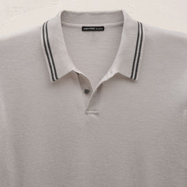 Ultrafine Cashmere Tipped Polo in Fog/Charcoal | James Perse Los Angeles