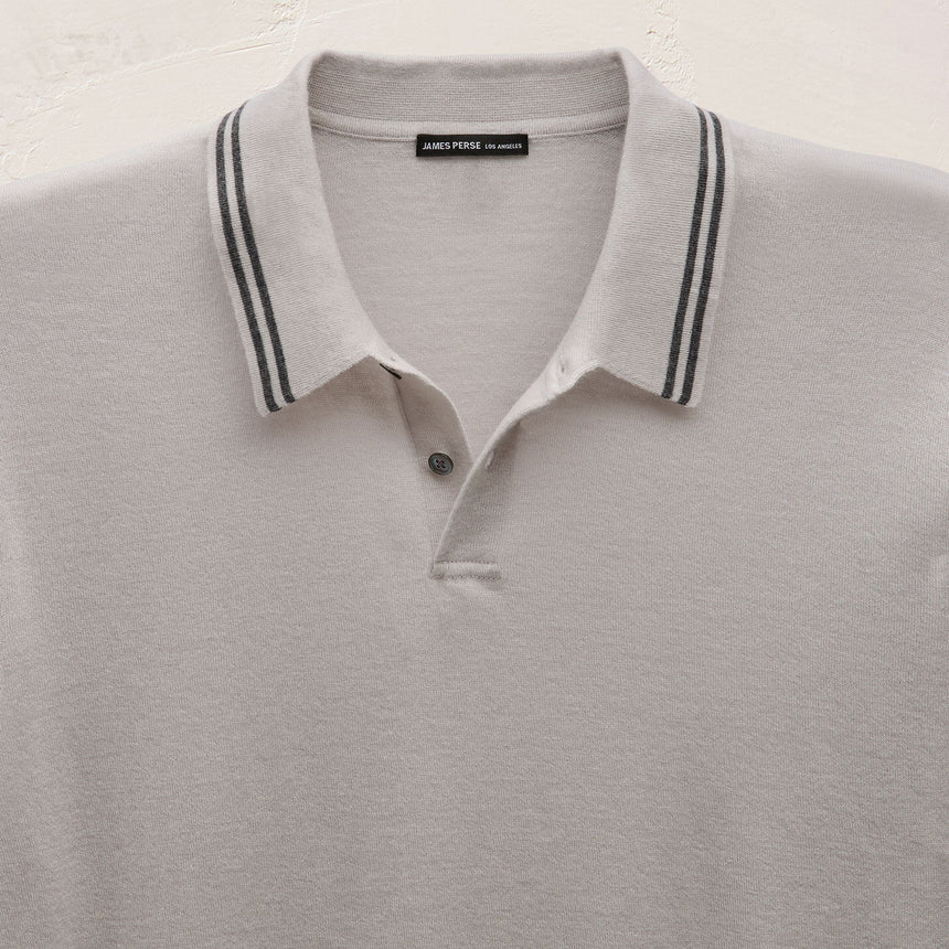 Ultrafine Cashmere Tipped Polo in Fog/Charcoal | James Perse Los Angeles
