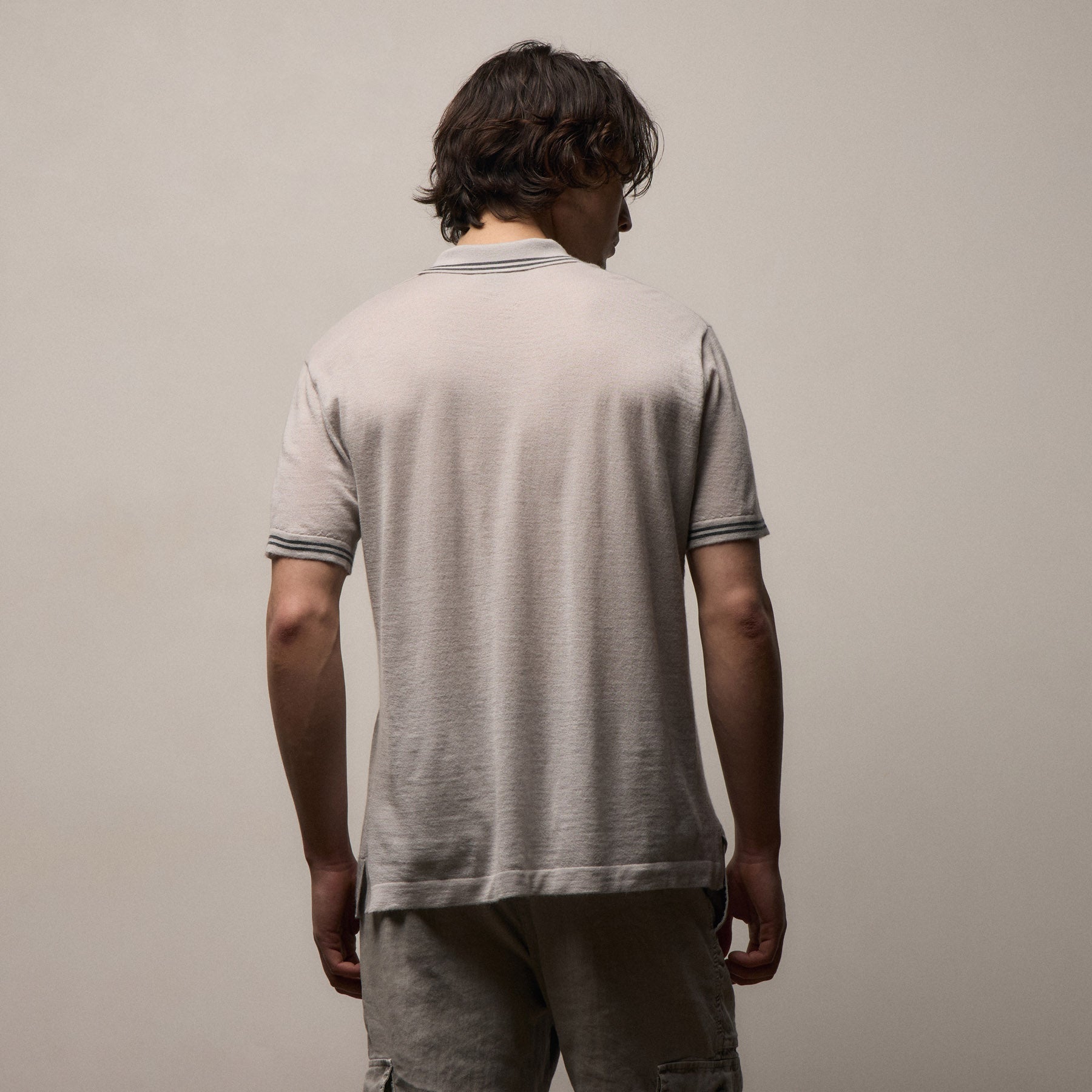 Ultrafine Cashmere Tipped Polo in Fog/Charcoal | James Perse Los Angeles