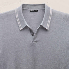 Ultrafine Cashmere Tipped Polo in Ore/Fog | James Perse Los Angeles