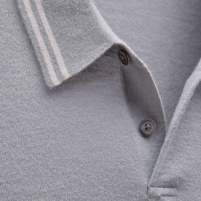 Ultrafine Cashmere Tipped Polo in Ore/Fog | James Perse Los Angeles