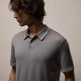 Ultrafine Cashmere Tipped Polo in Ore/Fog | James Perse Los Angeles