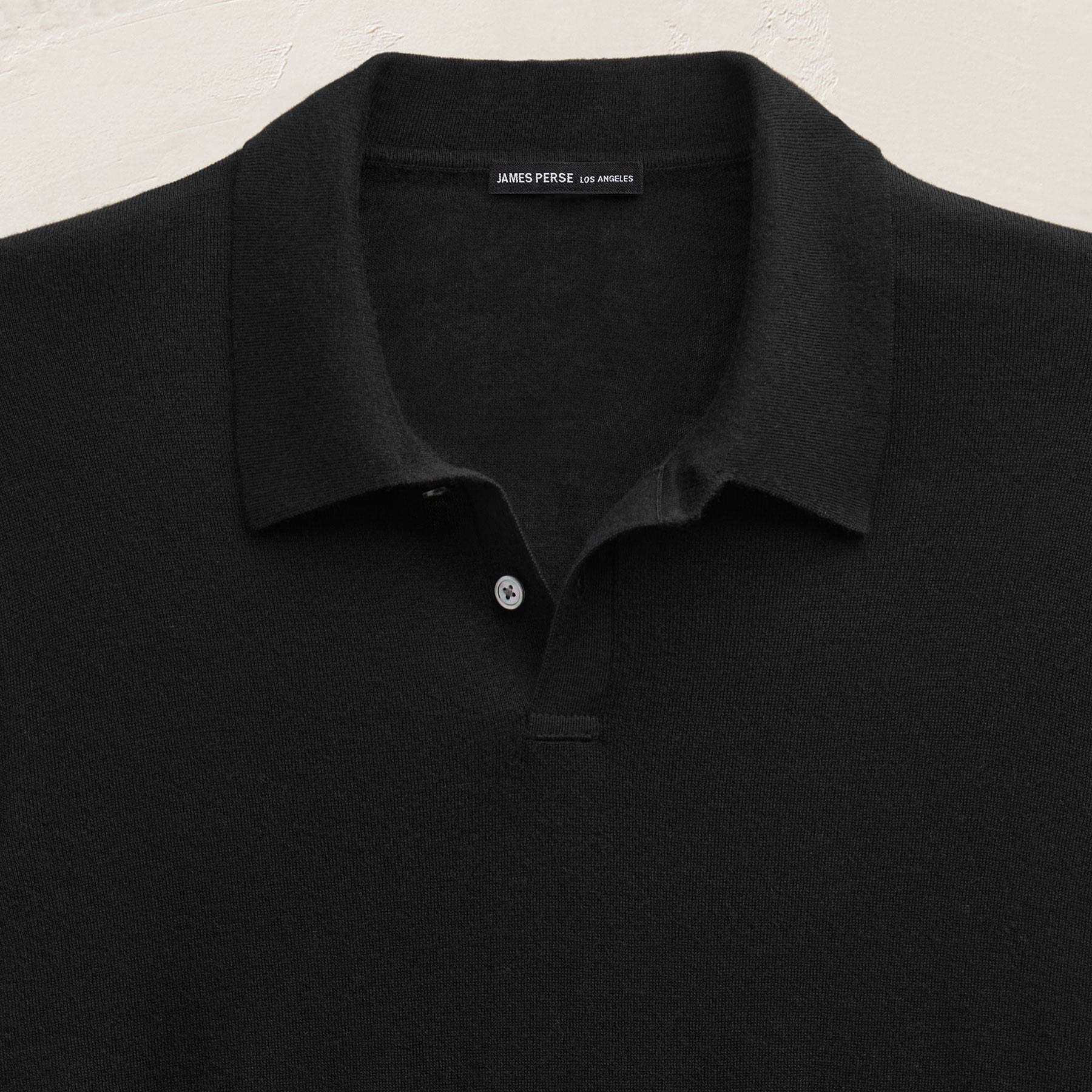 Ultrafine Cashmere Long Sleeve Polo in Black | James Perse Los Angeles