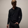 Ultrafine Cashmere Long Sleeve Polo in Black | James Perse Los Angeles