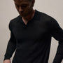 Feather Cashmere Long Sleeve Polo in Black | James Perse Los Angeles