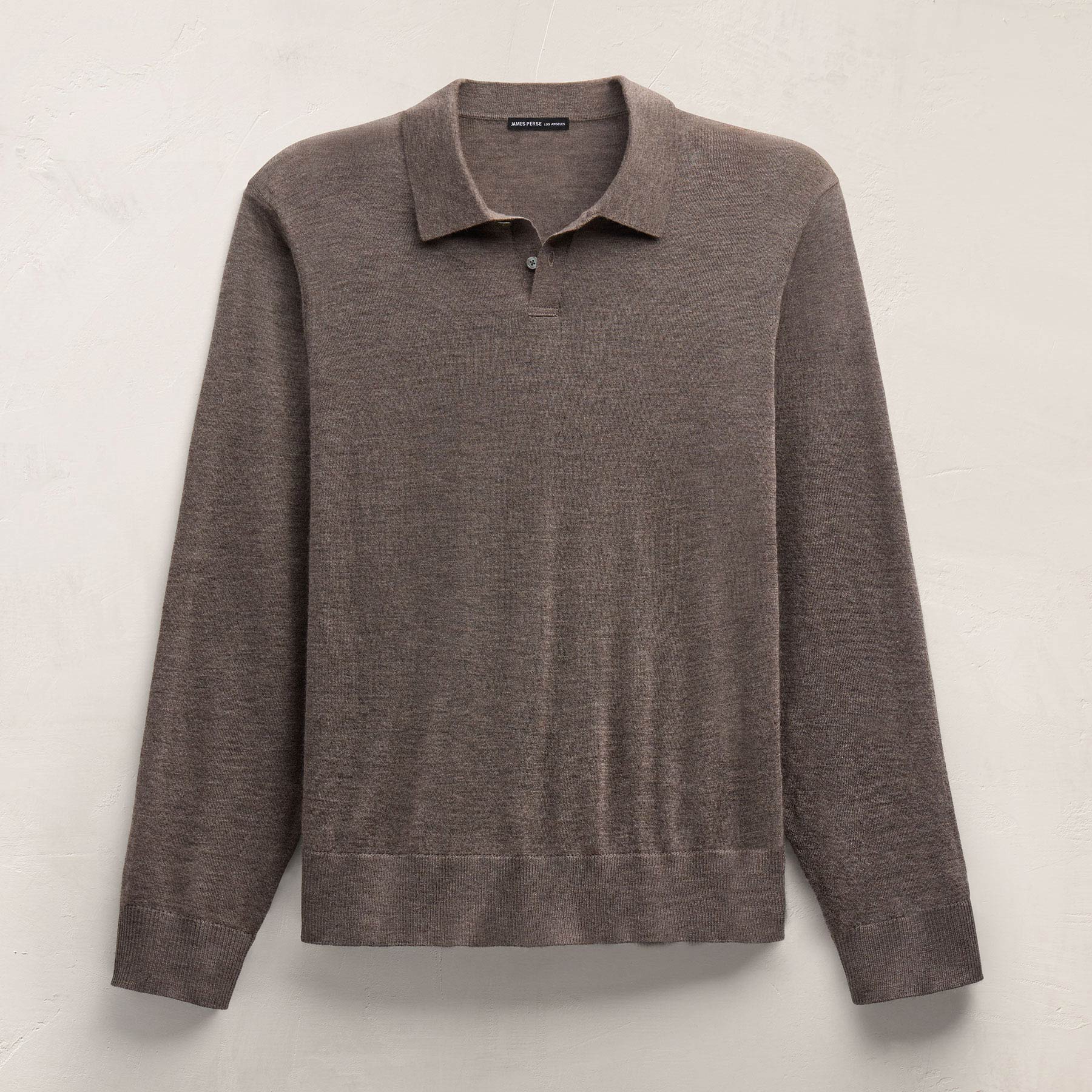 Feather Cashmere Long Sleeve Polo in Dusty Brown | James Perse Los Angeles