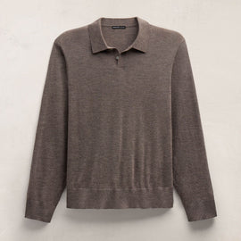 Feather Cashmere Long Sleeve Polo in Dusty Brown | James Perse Los Angeles