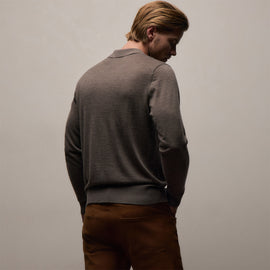 Feather Cashmere Long Sleeve Polo in Dusty Brown | James Perse Los Angeles