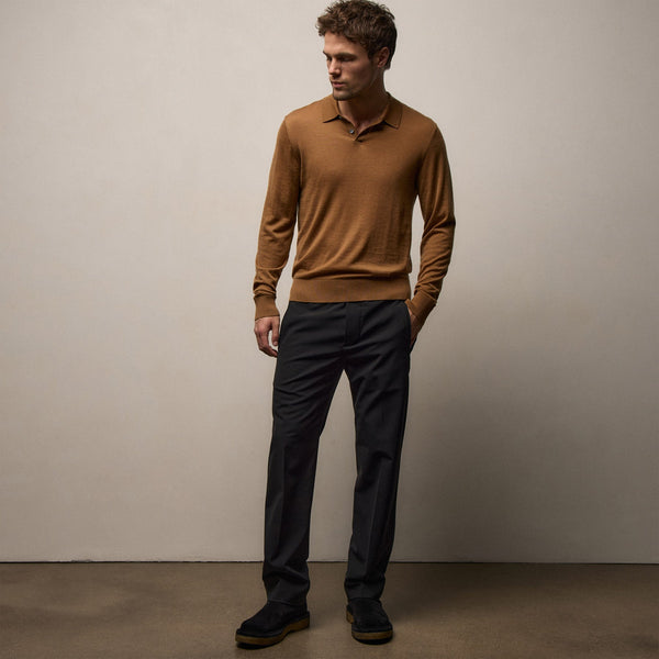 Ultrafine Cashmere Long Sleeve Polo in Whiskey | James Perse Los Angeles