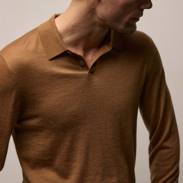 Ultrafine Cashmere Long Sleeve Polo in Whiskey | James Perse Los Angeles